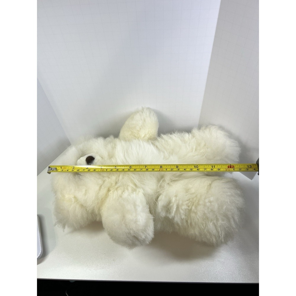 Alpaca Fur Teddy Bear Stuffed Animal 12" Soft Natural Plush White/ivory - Picture 2 of 11